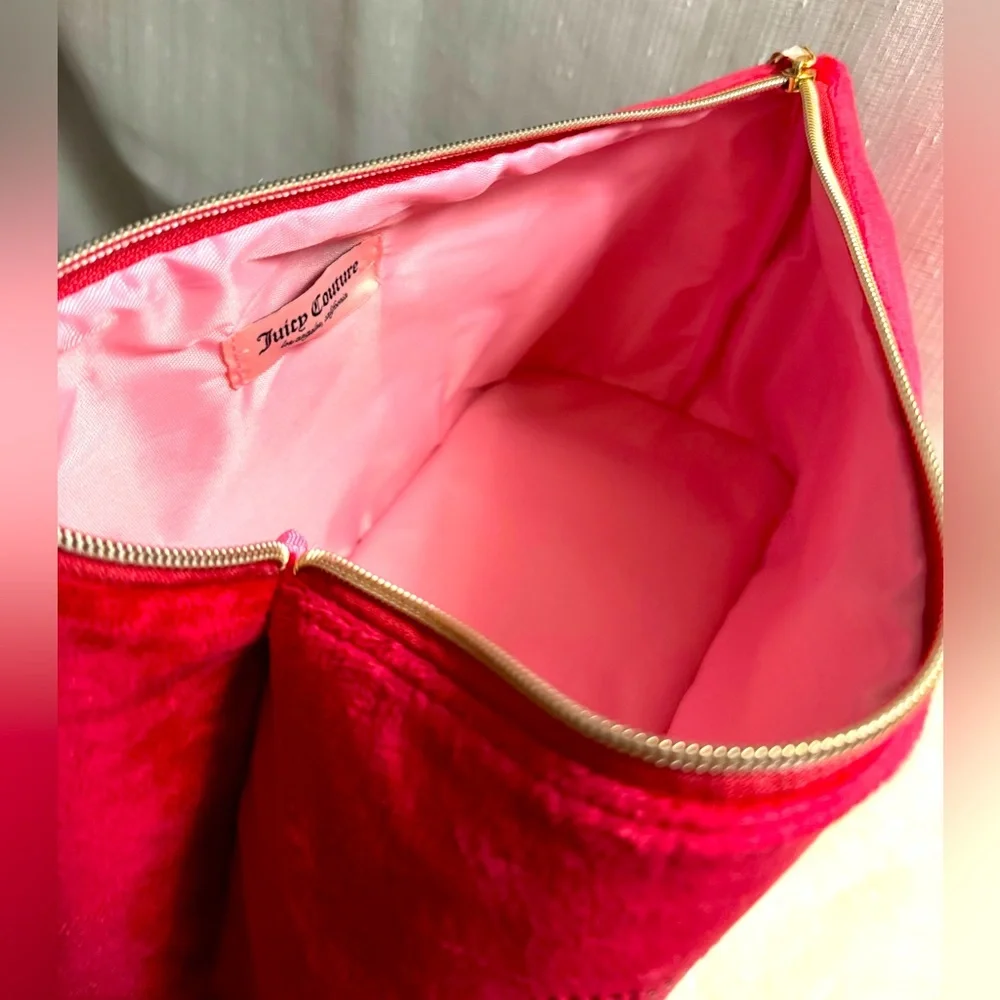 NEW Juicy Couture Red Felt Bling Cosmetics Bag